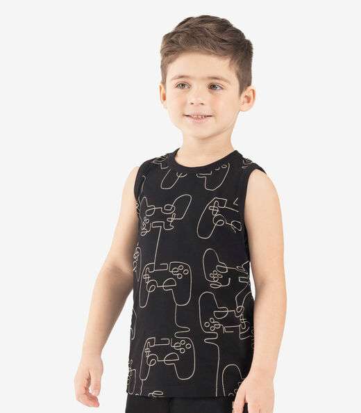 Conjunto Infantil Machão Com Bermuda Rovi Kids Preto