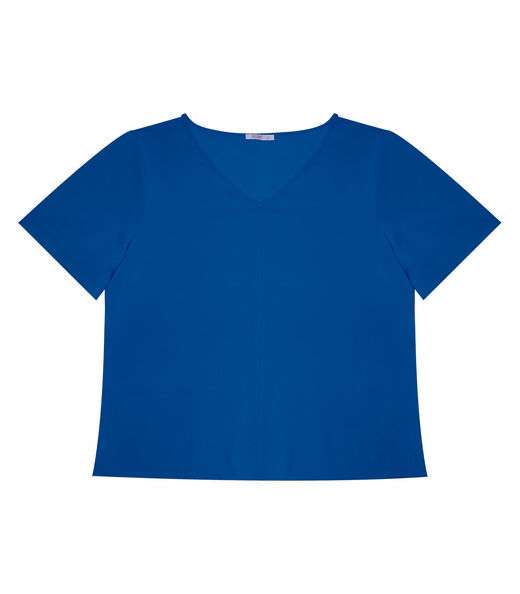 Blusa Plus Size Feminina Decote V Secret Glam Azul