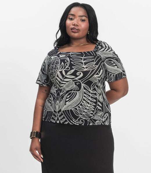 Image_Blusa Manga Curta Plus Size Secret Glam Preto