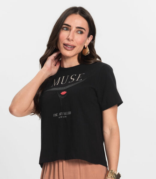 T- Shirt Feminina Manga Curta Endless Preto