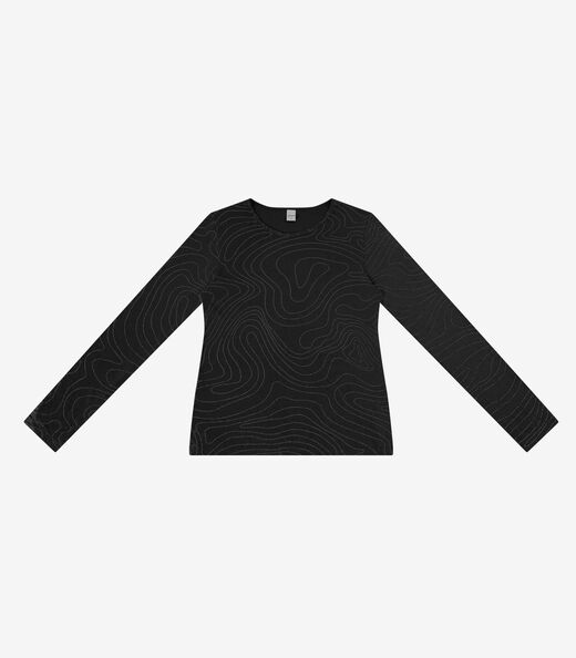 Blusa Feminina Manga Longa Em Viscotorcion Rovitex Preto