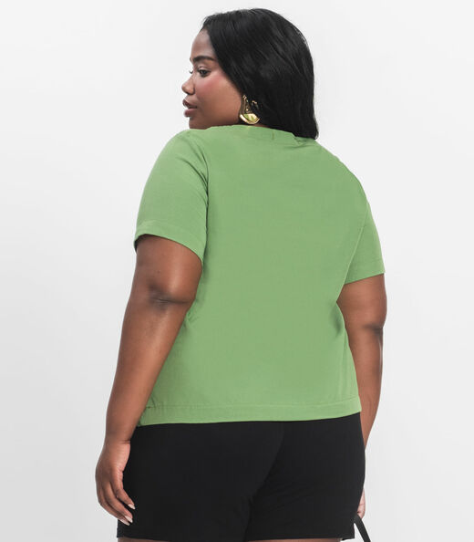 Blusa Manga Curta Feminina Plus Size Secret Glam Verde