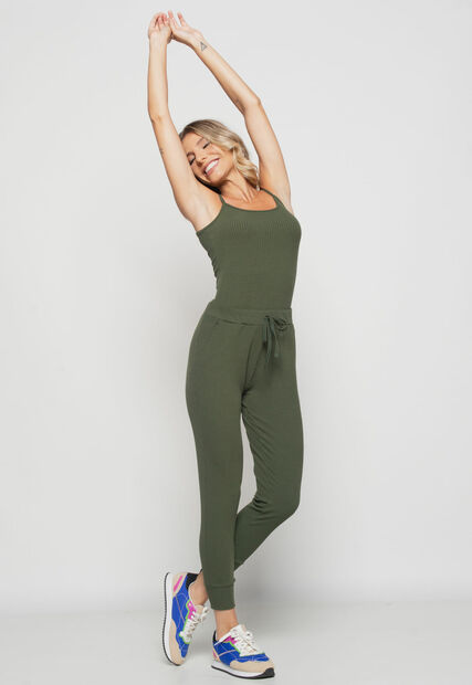 Regata  Alcinha Malha Canelada Verde