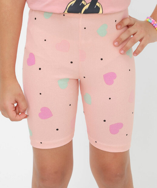 Bermuda Infantil Ciclista Coração Marisa Tam 4 a 10 Rosa