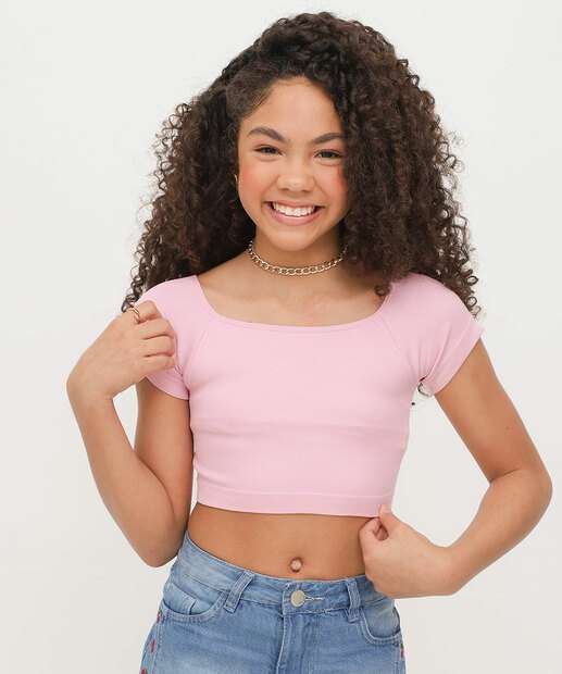 Image_Blusa Juvenil Cropped Sem Costura Marisa Tam 10 a 16 Rosa