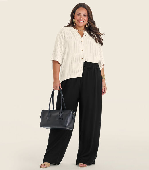 Image_Camisa Manga Curta Plus Size Secret Glam Bege