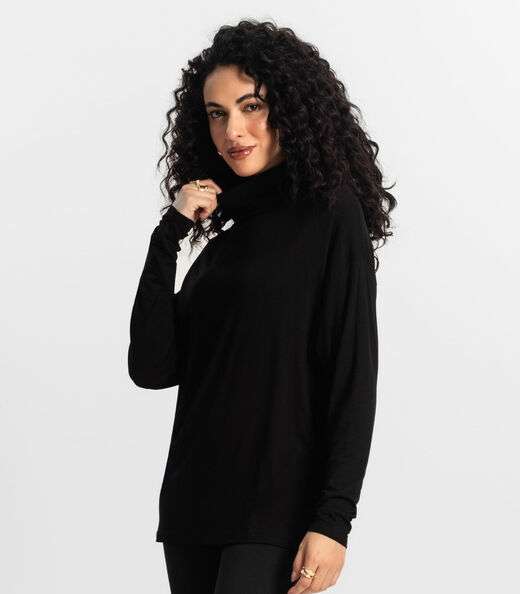 Blusa Manga Longa Feminino Rovitex Preto