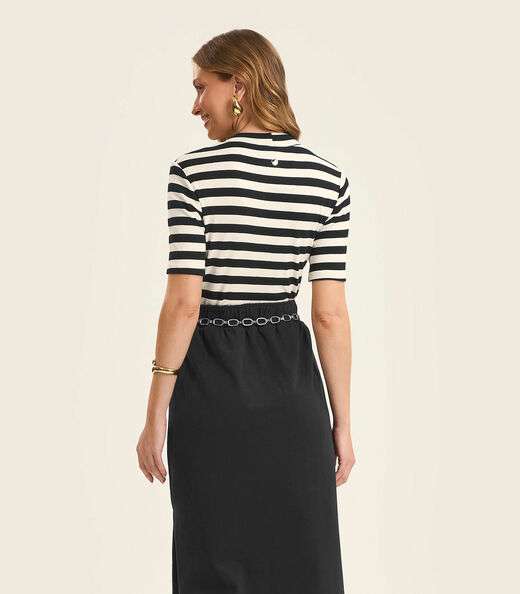 Blusa Cropped em Ribana de Viscose Rovitex Preto