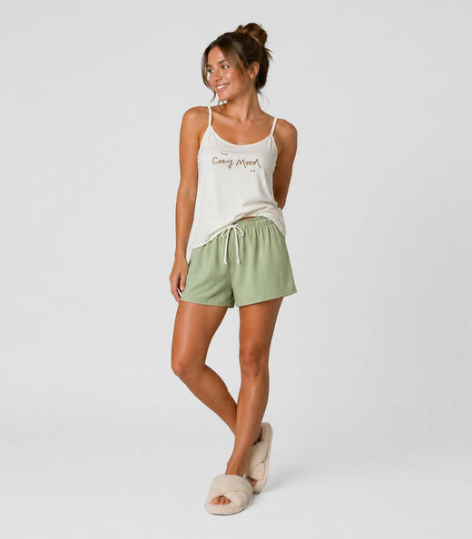 Pijama Feminino Blusa De Alça E Short Infinita Cor Verde