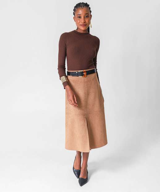 Suéter Feminino Canelado Marisa Marrom