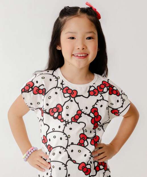Blusa Infantil Estampa Hello Kitty Sanrio Tam 4 a 10