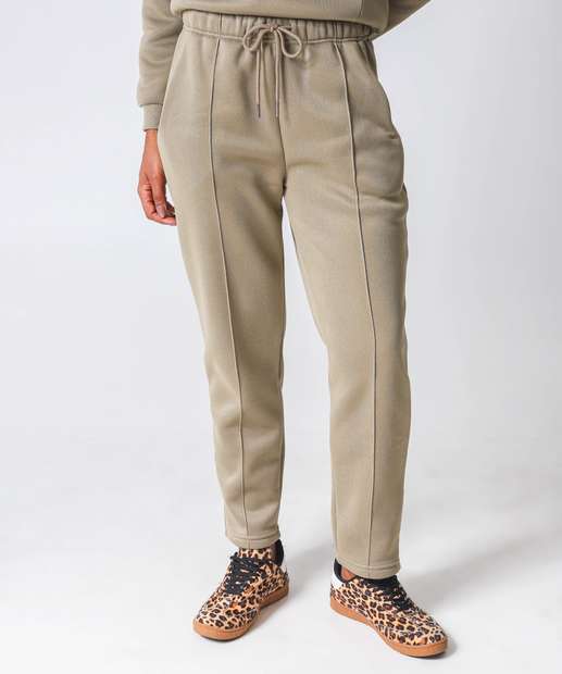 Calça Moletom Feminina Reta Frizo Marisa Verde