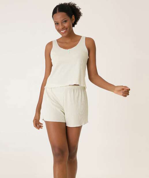 Pijama Feminino Canelado Alças Largas Marisa