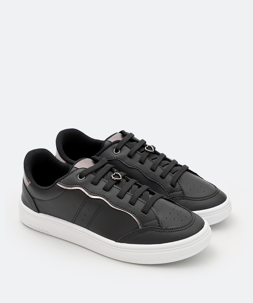 Tênis Casual Feminino Recorte Preto