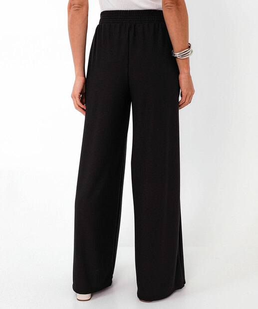 Calça Wide Leg Feminina Bolso Marisa Preto