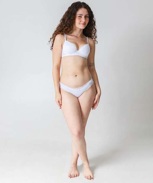 Calcinha Biquíni Recorte Renda Marisa Branco