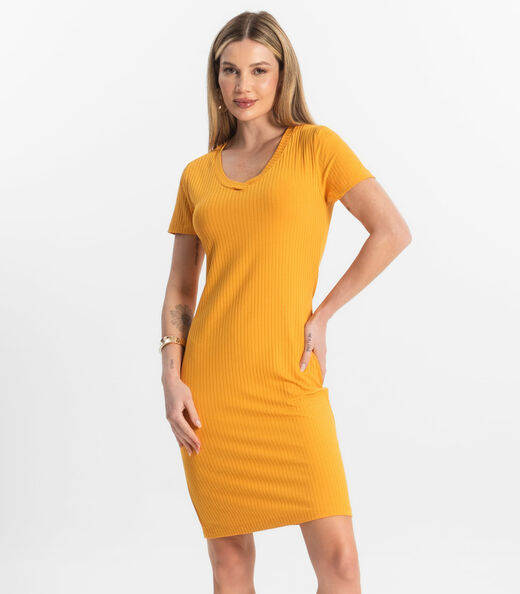 Image_Vestido Feminino Em Ribana Canelada Rovitex Amarelo