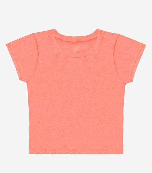 Blusa Básica Infantil Manga Curta Lisa Soletex Laranja