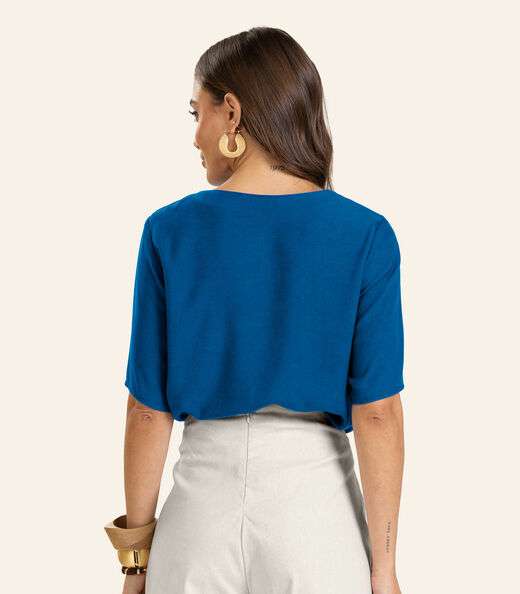 Blusa Viscose Double Feminina Endless Azul