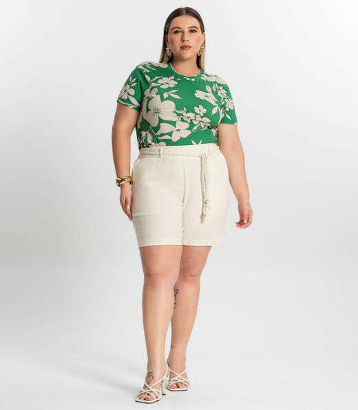 Blusa Plus Size Manga Curta Secret Glam Verde