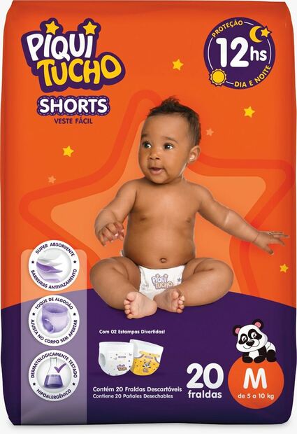 Image_Kit 2 Fraldas Shorts Piquitucho Jumbinho (M) 20 Unid cada