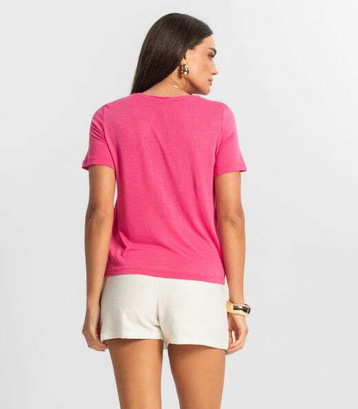 Camiseta De Visco Tricot Feminina Endless Rosa