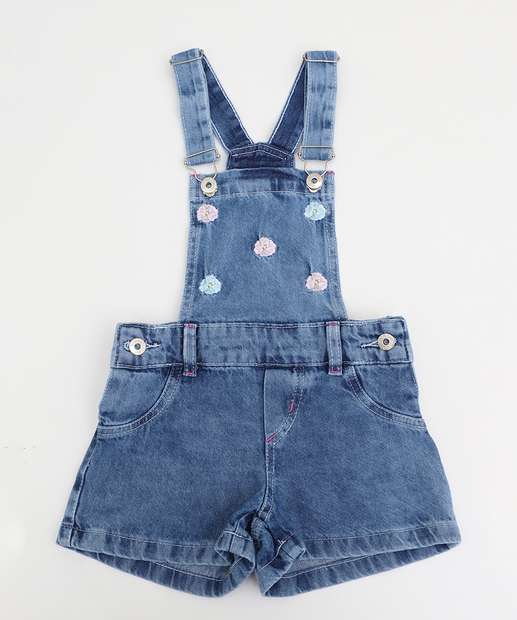 Image_Jardineira Infantil Jeans Bordada Marisa Tam 1 a 3 Azul