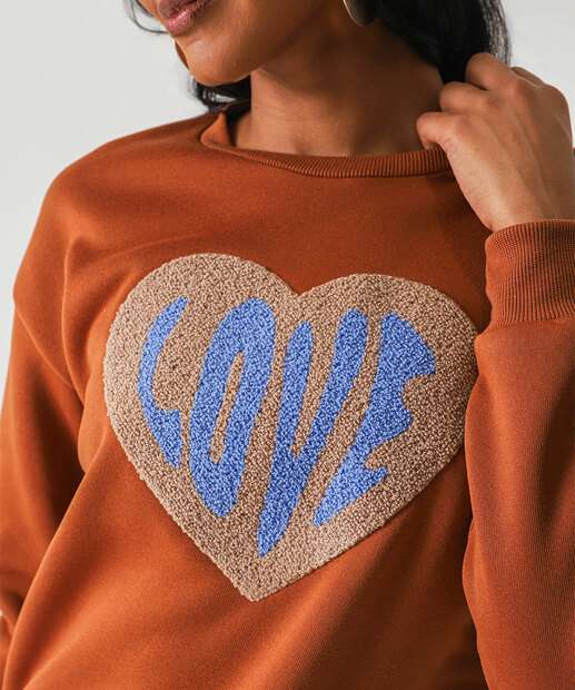 Blusão Feminino Moletom Flanelado Marisa Marrom