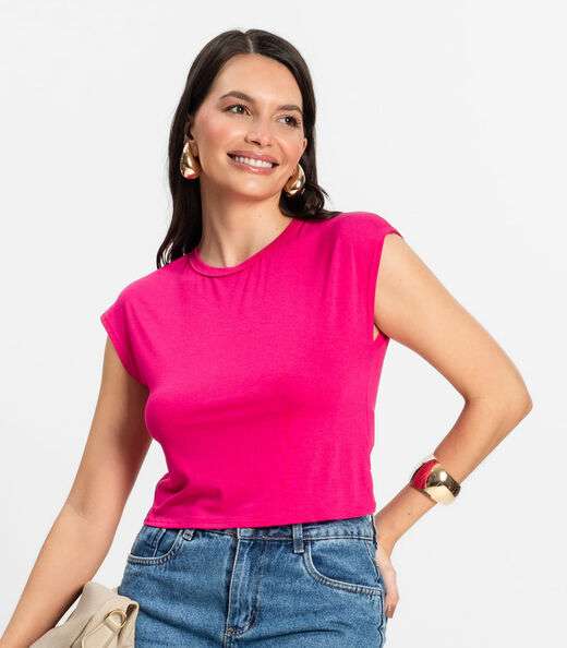 Blusa Básica Feminina Viscotorcion Rovitex Rosa