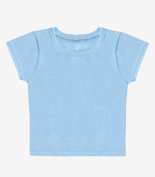 Blusa Básica Infantil Manga Curta Lisa Soletex Azul
