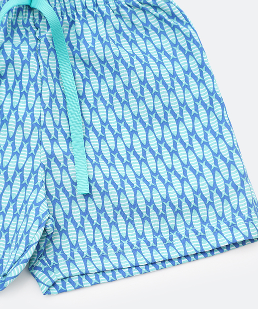 Bermuda Infantil Tactel Peixes Marisa Tam 01 a 03 Azul