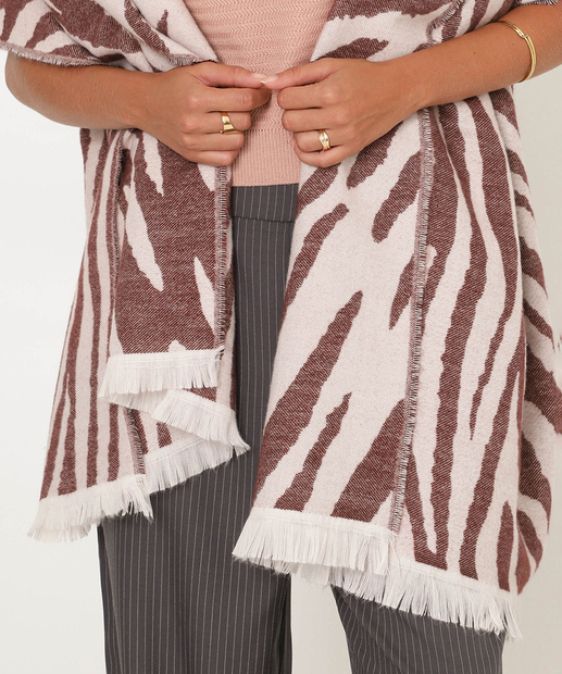 Cachecol Feminino Tricô Animal Print Marisa Marrom