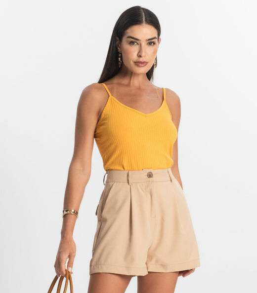 Image_Blusa De Alça Feminina Ribana Canelada Rovitex Amarelo