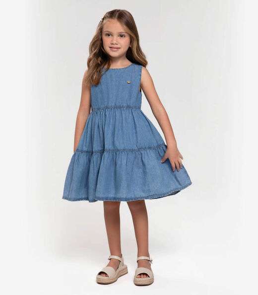 Vestido Regata Infantil Jeans Trick Nick Azul
