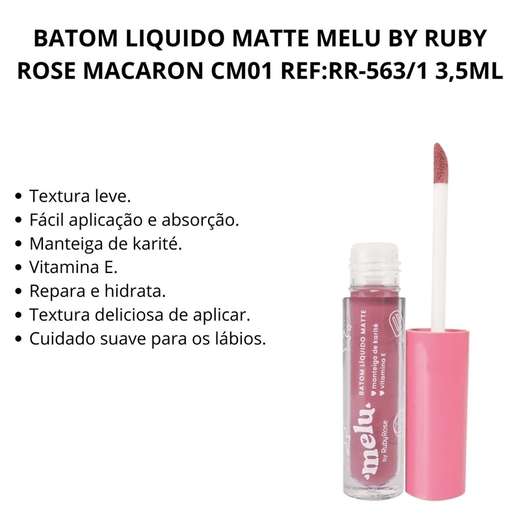 Batom Líquido Matte Melu Rr5631 Macaron Rubyrose