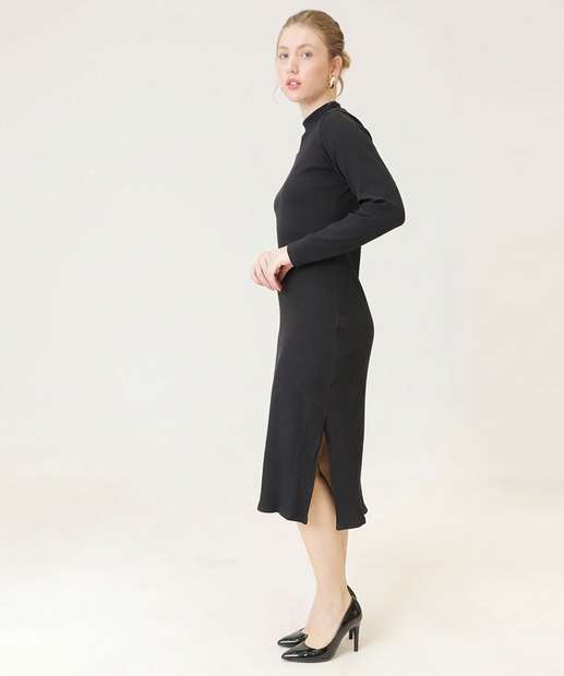 Image_Vestido Midi Feminino Canelado Manga Longa Marisa