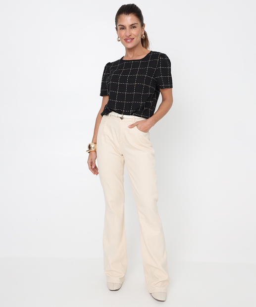 Blusa Feminina Estampa Quadriculada Marisa Preto