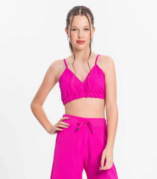 Top Juvenil Feminino Em Crepe Minty Rosa