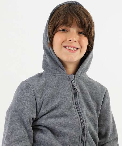 Casaco Juvenil Moletom Capuz Marisa Tam 10 a 16 Cinza