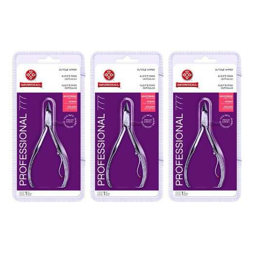 Image_Kit 3 Alicates Cuticula 777 profissional Afiado Inox Mundial Unha