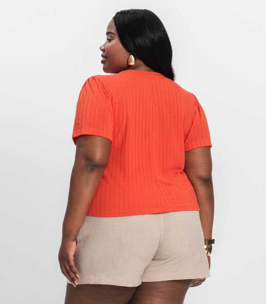 Blusa Canelada Plus Infinita Cor Vermelho
