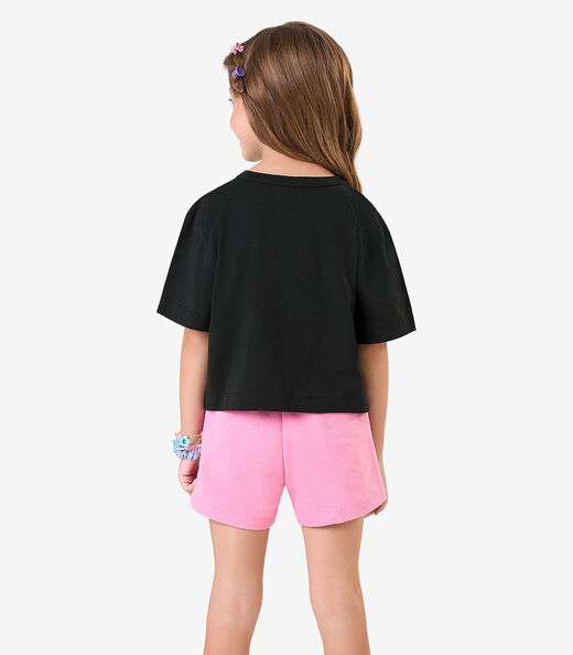 Conjunto Blusa com Shorts Meia Malha Rovi Kids Preto