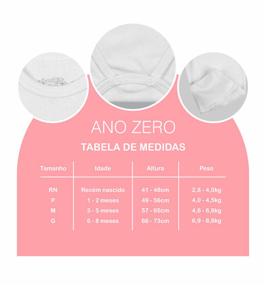 Kit Bebê 6 peças - 3 Bodies e 3 Calças de Suedine - Branco