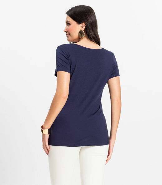 Blusa Feminina Viscotorcion Básica Rovitex Azul