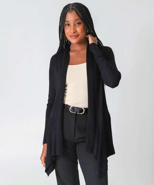 Image_Cardigan Feminino Assimétrico Alongado Marisa Preto