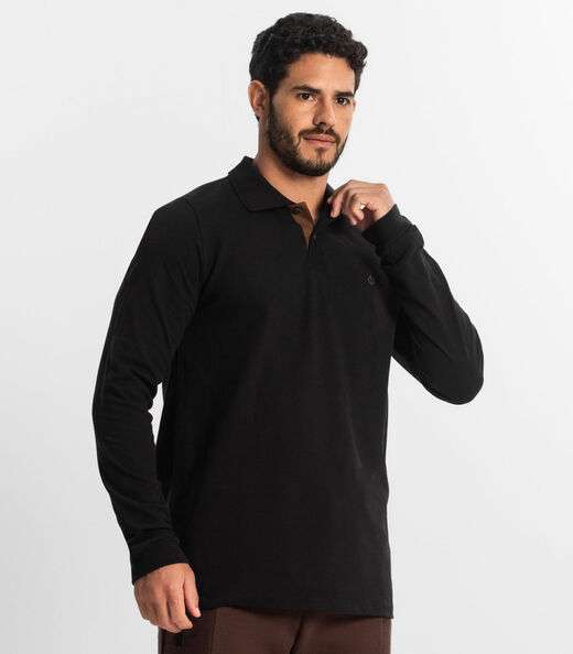 Polo Masculina Manga Longa Diametro Preto