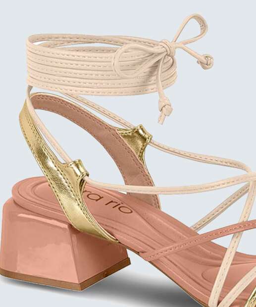 Sandália Salto Grosso Feminina Amarração Beira Rio