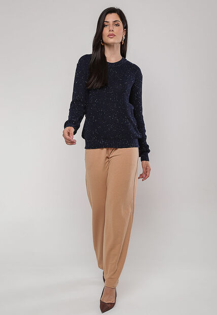 Blusa de Tricot em Fio Boton? Marinho Salvatore