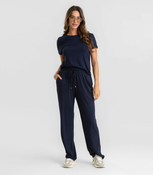 Conjunto Feminino Blusa E Calça Dianna Azul