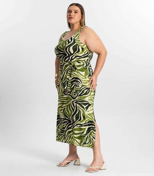 Vestido Midi Plus Size Secret Glam Verde